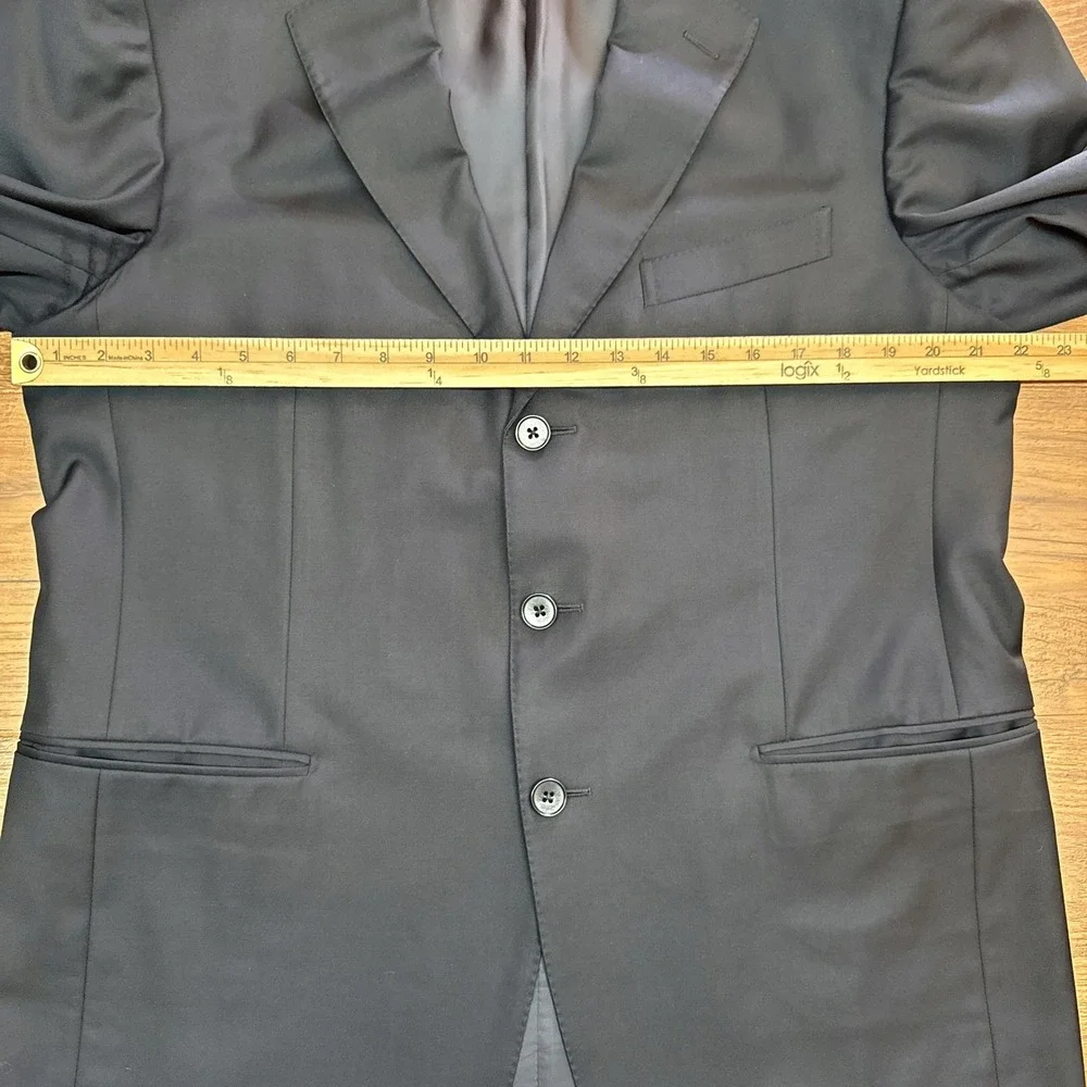 Ermenegildo Zegna Mens US 42 Black Wool 3 Button Blazer Professional Lux Office